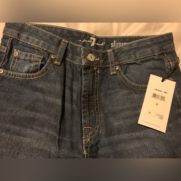 7 for all Mankind Dark Wash Slimmy Bootcut Jeans size 28 100% Cotton Y2K 90s - Picture 7 of 13